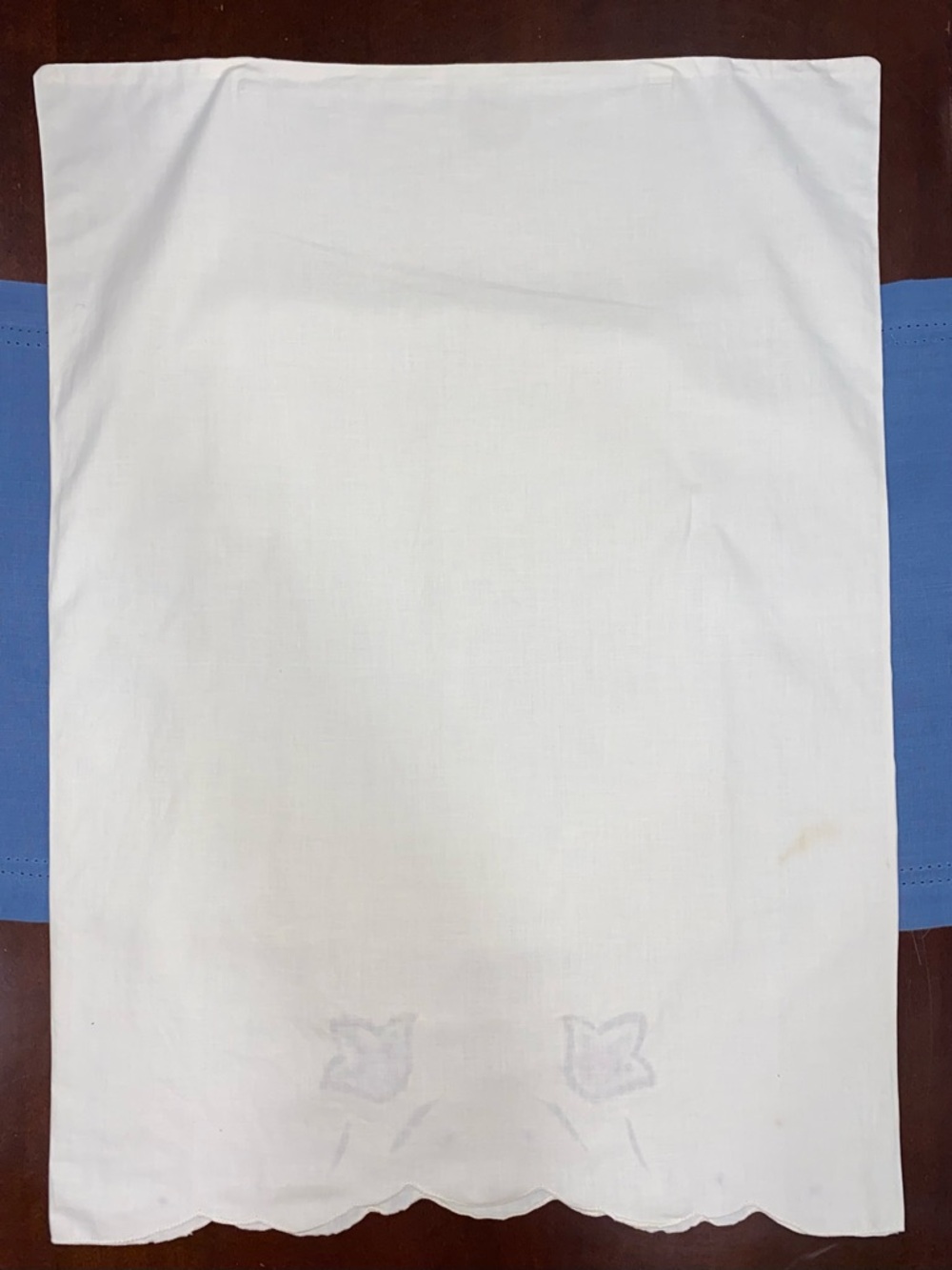 Vintage Cottagecore White Pillowcase with Lavender Floral Embroidery - Picture 5 of 10